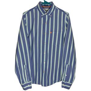 Vtg Y2K Abercrombie & Fitch  Shirt Mens S Blue Green Button Down Striped Muscle